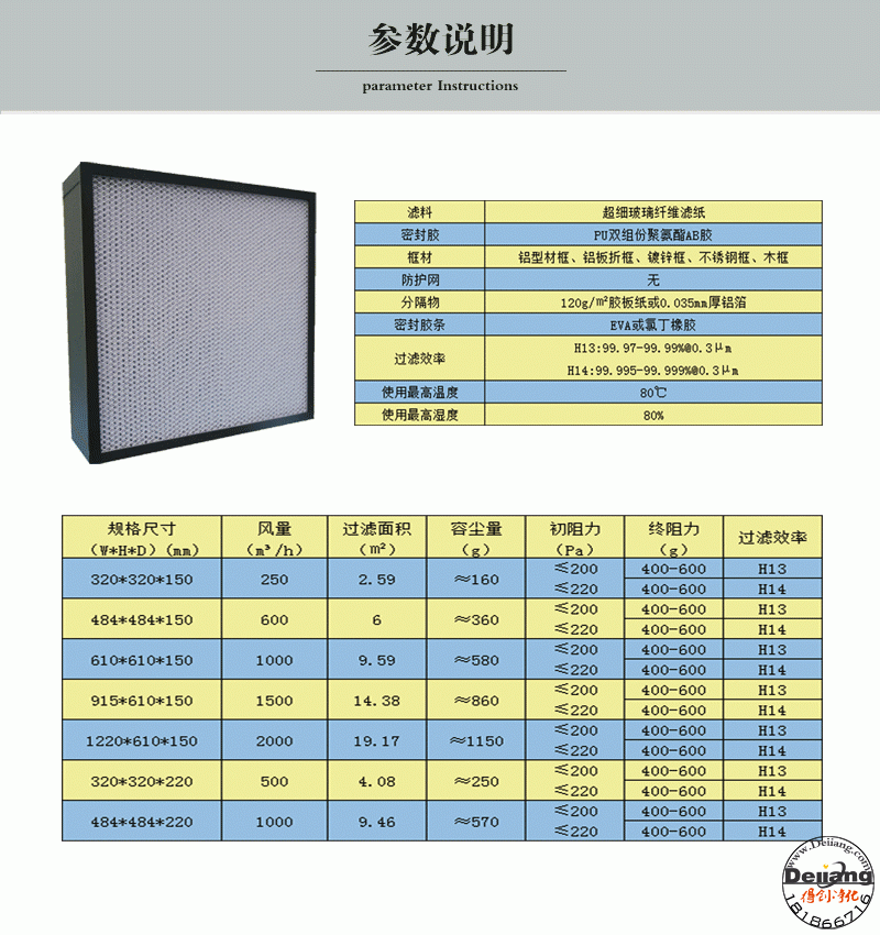 無(wú)隔板過(guò)濾器參數(shù)說(shuō)明